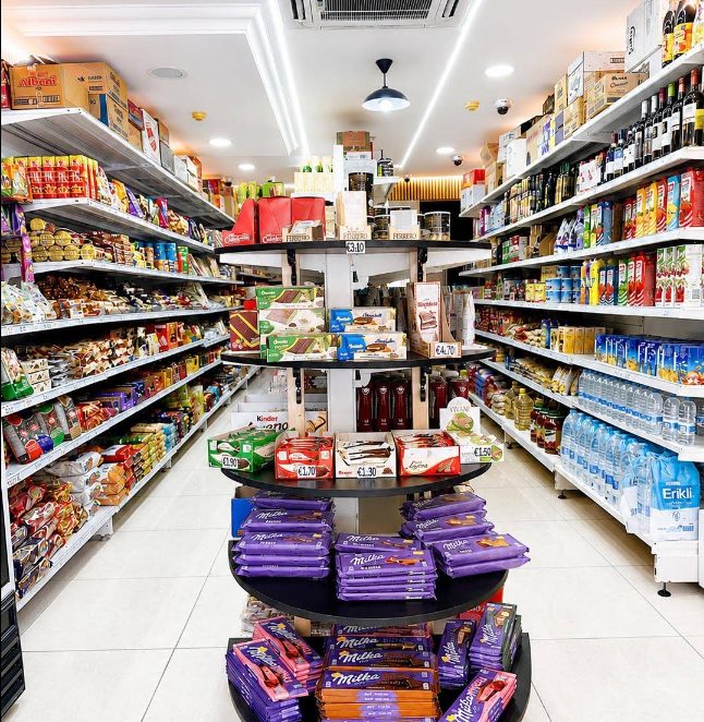 Inside Istanbul Market in Gzira, aisles stocked with Turkish and international groceries